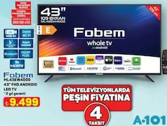 FOBEM ML43EW4000 43 İNÇ FHD ANDROID LED TV AKILLI TELEVİZYON fiyat ve kampanya bilgisi
